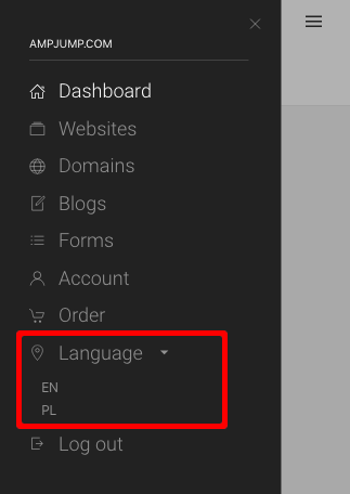 select language in dashboard