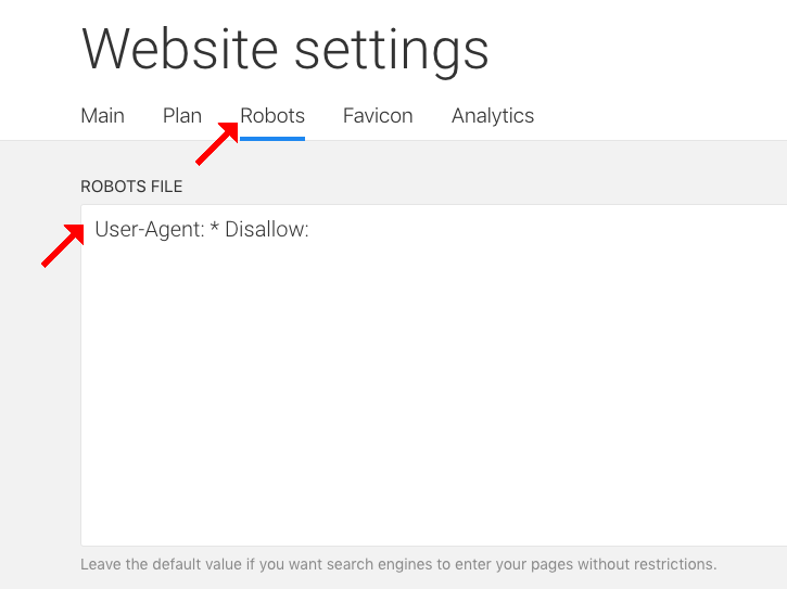 website settings robots txt file